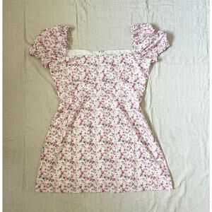 pink and white princess polly floral print short sleeve mini dress